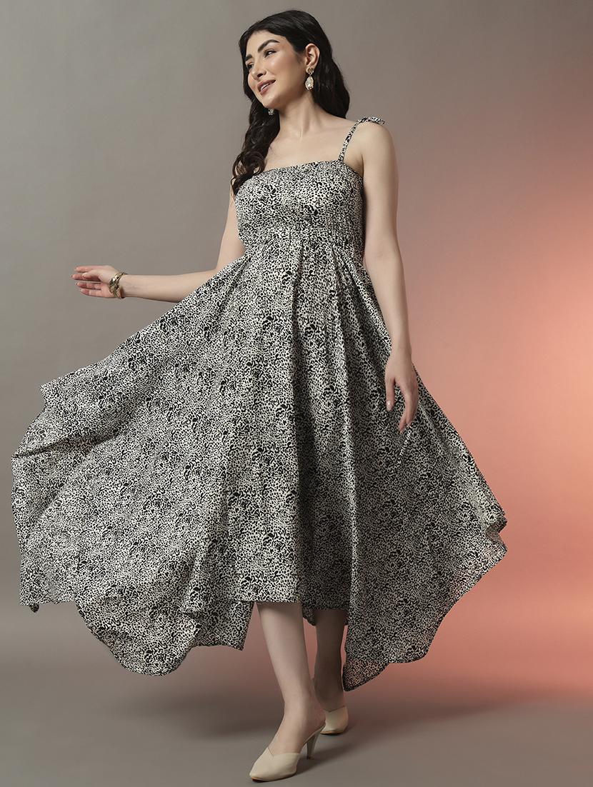 women animal print shoulder strap asymmetric dress - 22006875 - Standard Image - 3