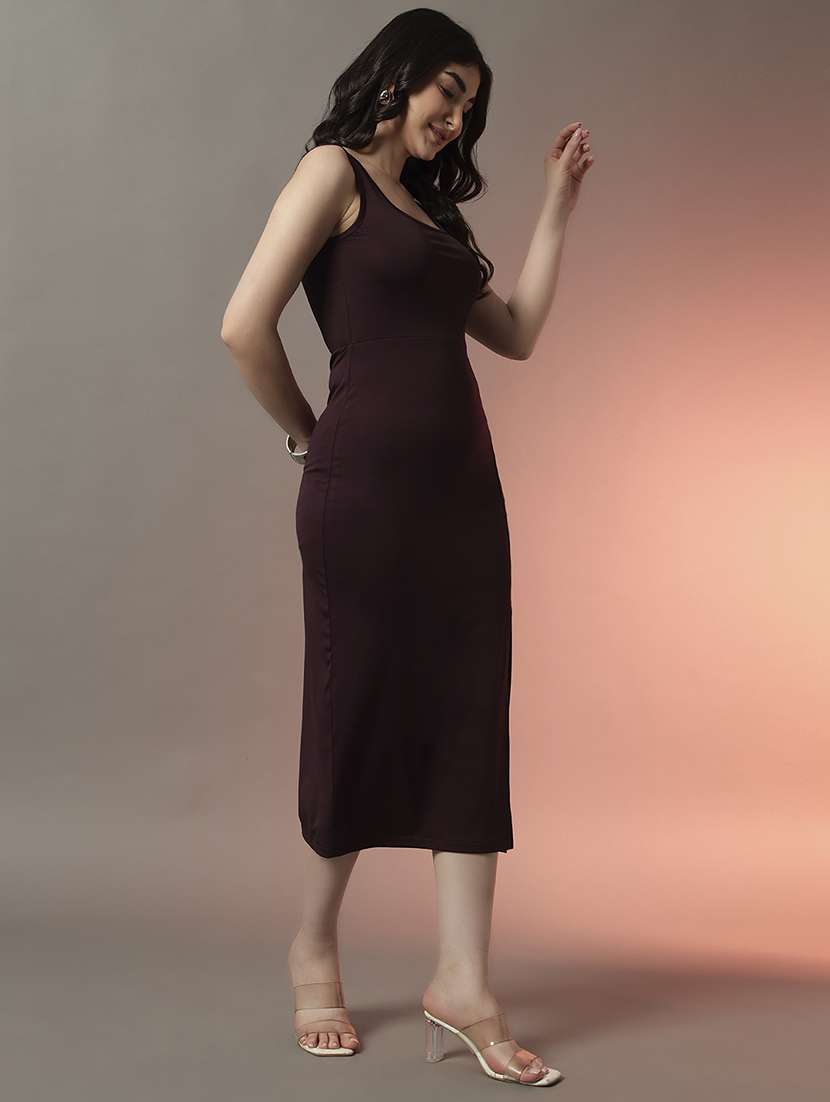 women solid square neck slim fit sheath dress - 22006876 - Standard Image - 3