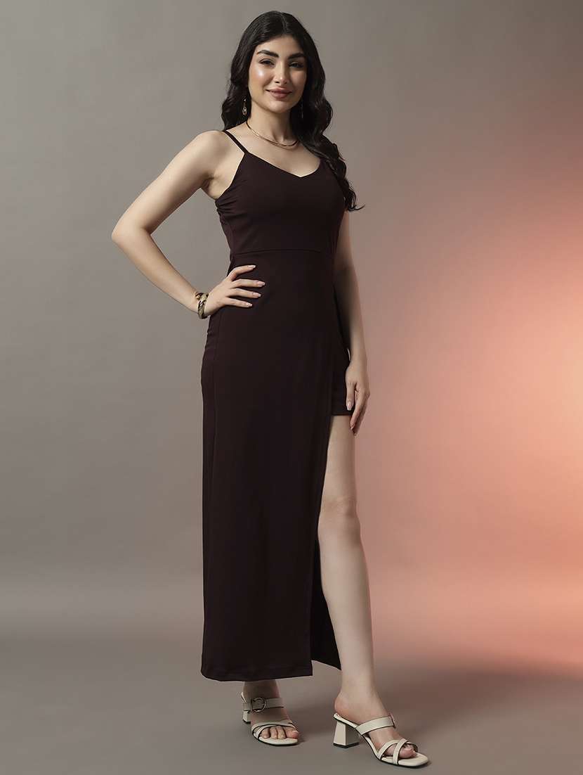 women solid shoulder strap bodycon dress - 22006878 -  Zoom Image - 0