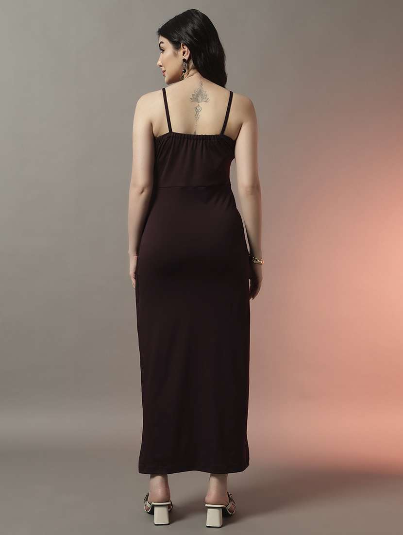 women solid shoulder strap bodycon dress - 22006878 - Standard Image - 3