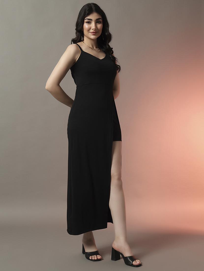 women solid shoulder strap bodycon dress - 22006879 - Standard Image - 3