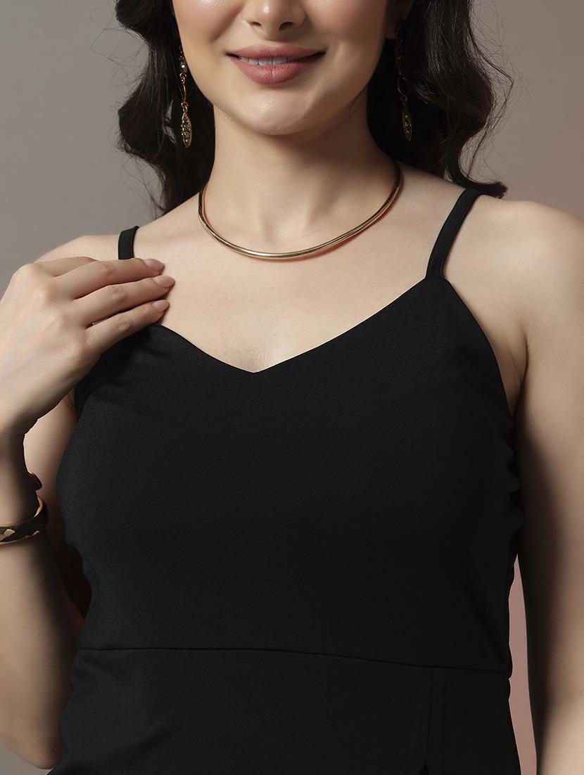 women solid shoulder strap bodycon dress - 22006879 - Standard Image - 5