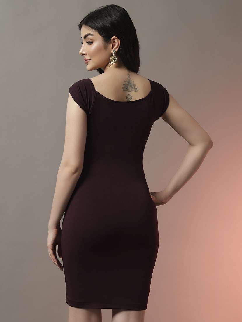 women solid sweetheart neck bodycon dress - 22006881 - Standard Image - 3