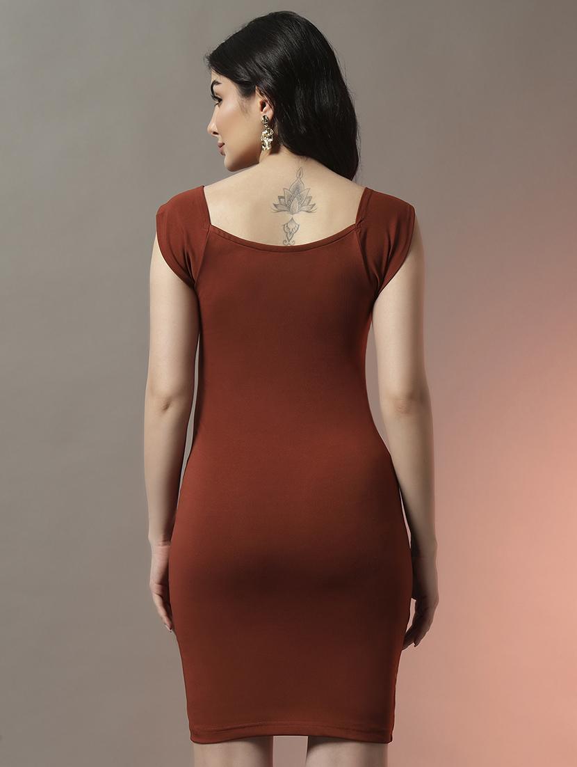 women solid sweetheart neck bodycon dress - 22006882 - Standard Image - 3
