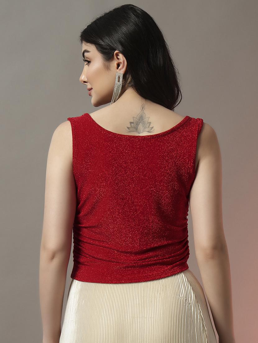 women solid sleeveless slim fit party wear top - 22006885 - Standard Image - 3