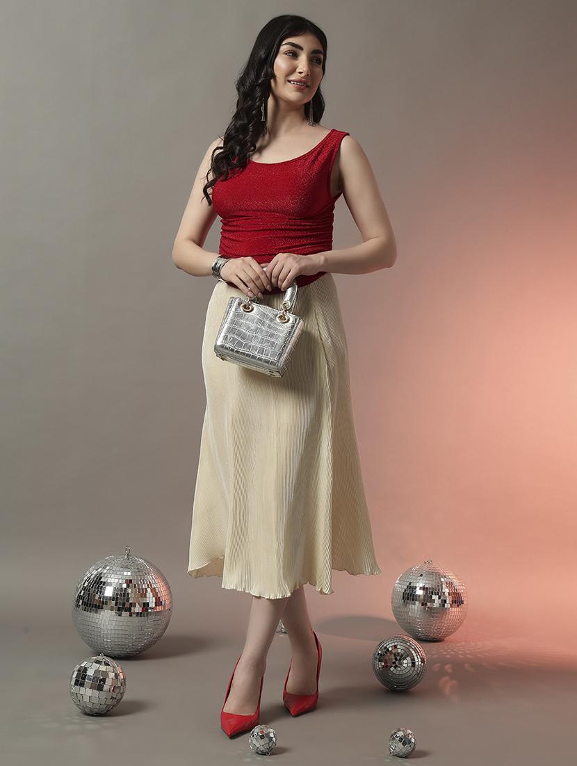 women solid sleeveless slim fit party wear top - 22006885 - Standard Image - 5