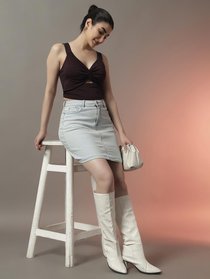 women solid sweetheart neck crop top - 22006887 - Standard Image - 3