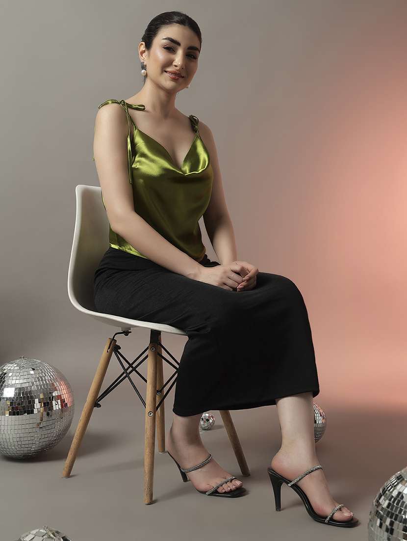 women solid cowl neck party wear top - 22006888 - Standard Image - 3