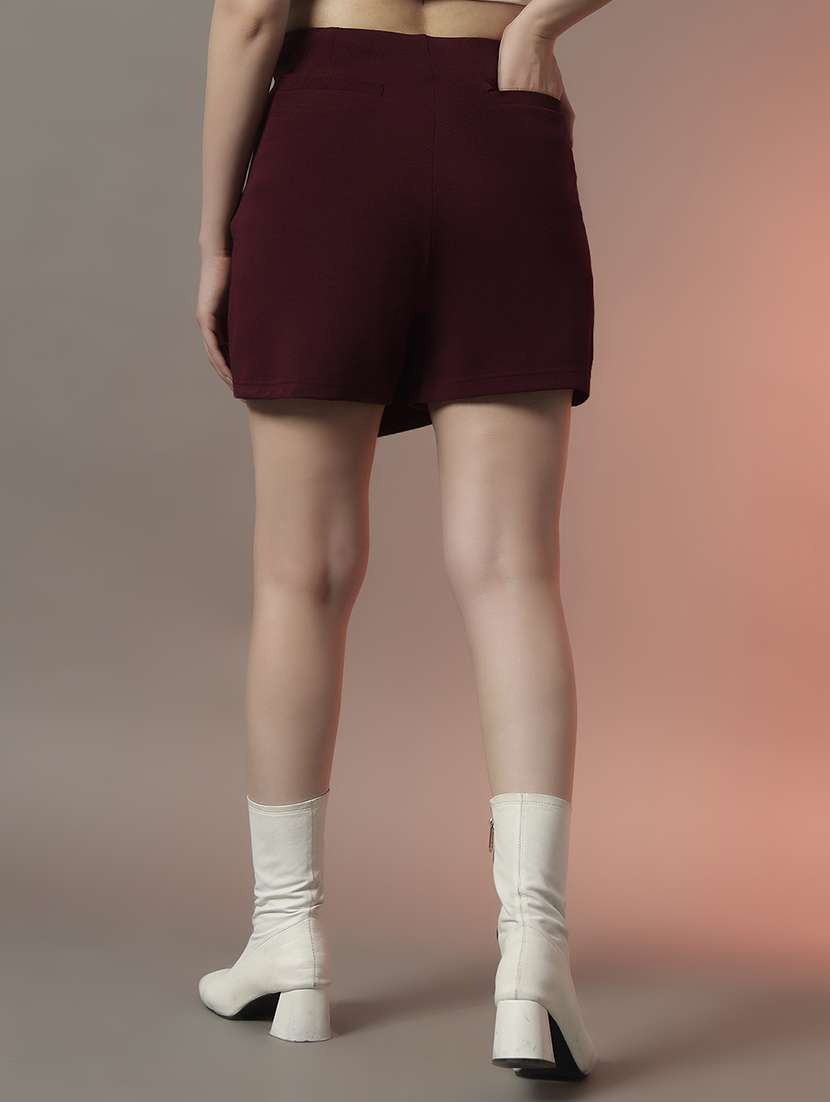 women solid high rise regular fit skorts - 22006898 - Standard Image - 3
