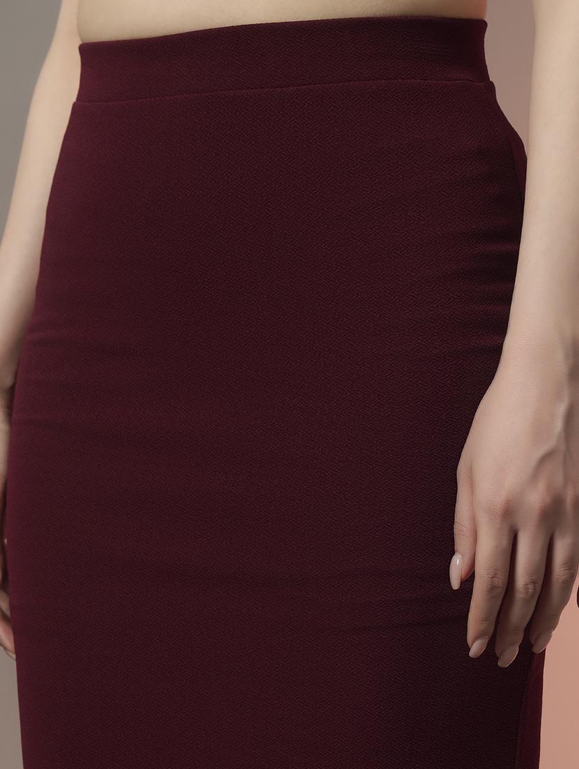 women maroon solid high rise pencil skirt - 22006900 - Standard Image - 5