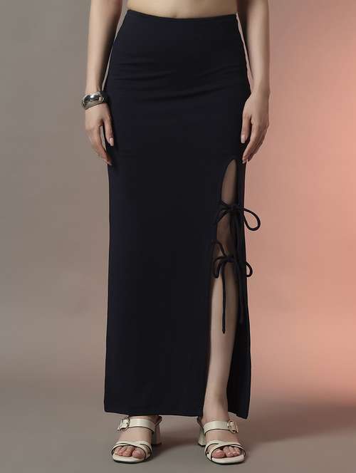women solid high rise bodycon maxi skirt - 22006901 -  Standard Image - 0