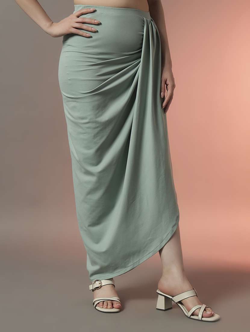 women solid high rise tulip maxi skirt - 22006902 - Standard Image - 3