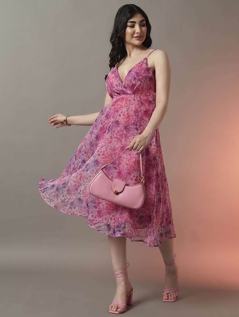 women floral printed shoulder strap fit & flare dress - 22006904 -  Zoom Image - 0