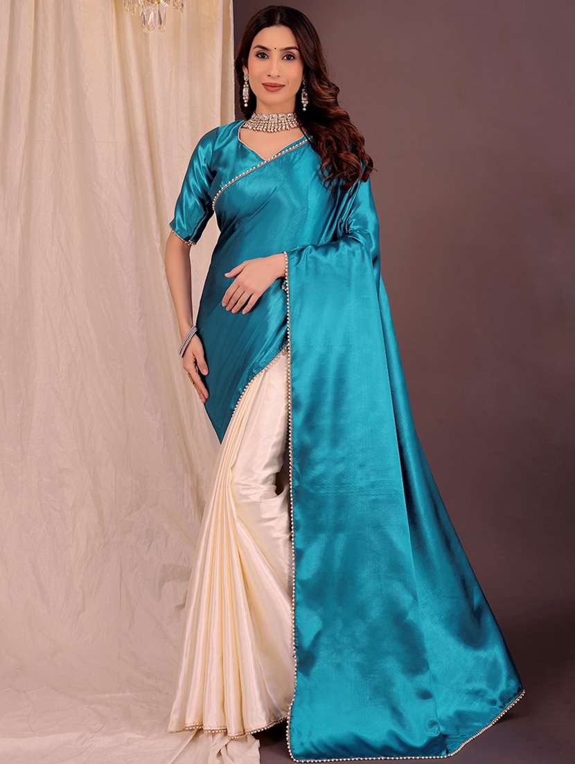 women solid half and half saree with blouse - 22006922 - Zoom Image - 0