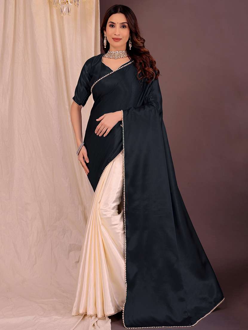 women solid half and half saree with blouse - 22006927 - Zoom Image - 0