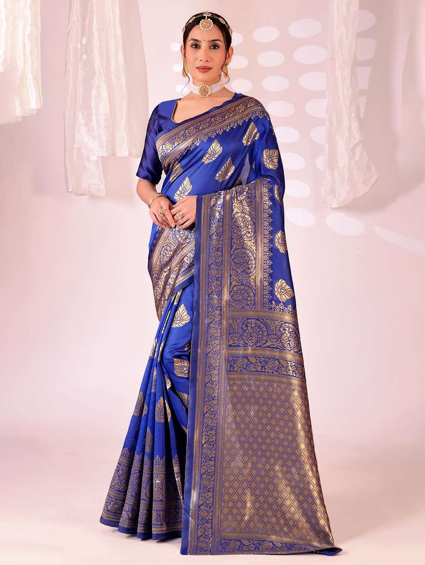 women self design banarasi saree with blouse