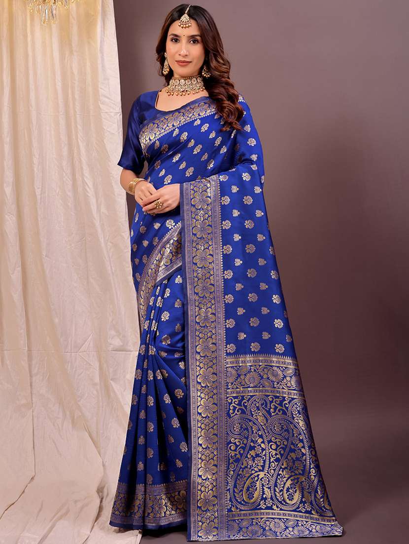 women self design banarasi saree with blouse