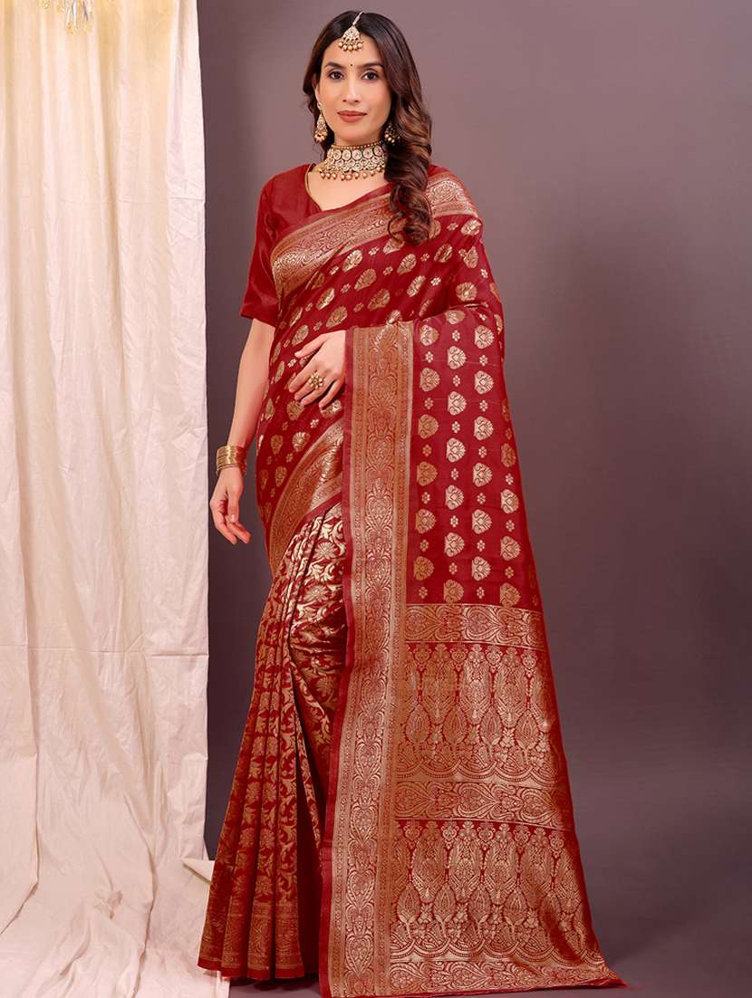 women self design banarasi saree with blouse