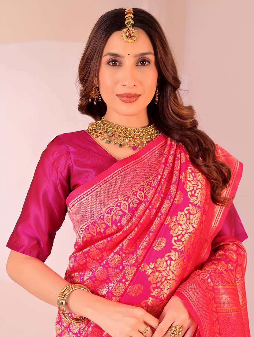 women self design banarasi saree with blouse - 22007081 -  Standard Image - 3