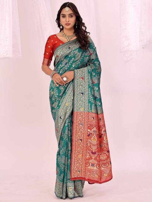 women self design banarasi saree with blouse - 22007139 - Standard Image - 0