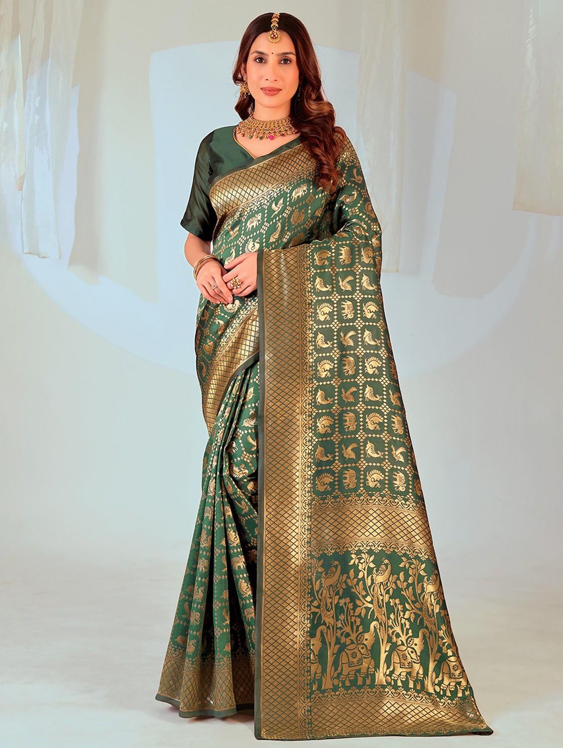 women self design kanjivaram saree with blouse - 22007143 - Zoom Image - 0