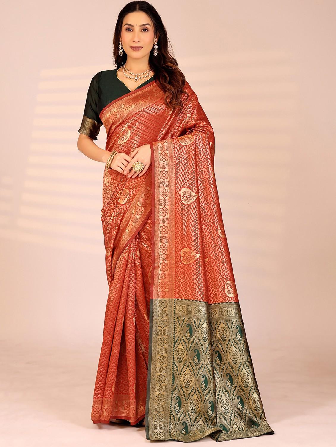 women self design kanjivaram saree with blouse - 22007161 - Zoom Image - 0