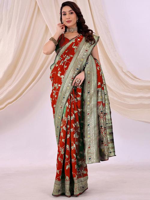 women self design banarasi saree with blouse - 22007163 -  Standard Image - 0