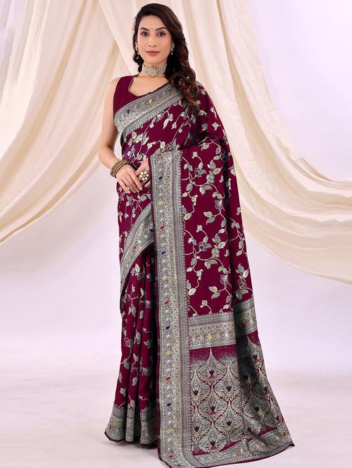 women self design banarasi saree with blouse - 22007164 -  Standard Image - 0