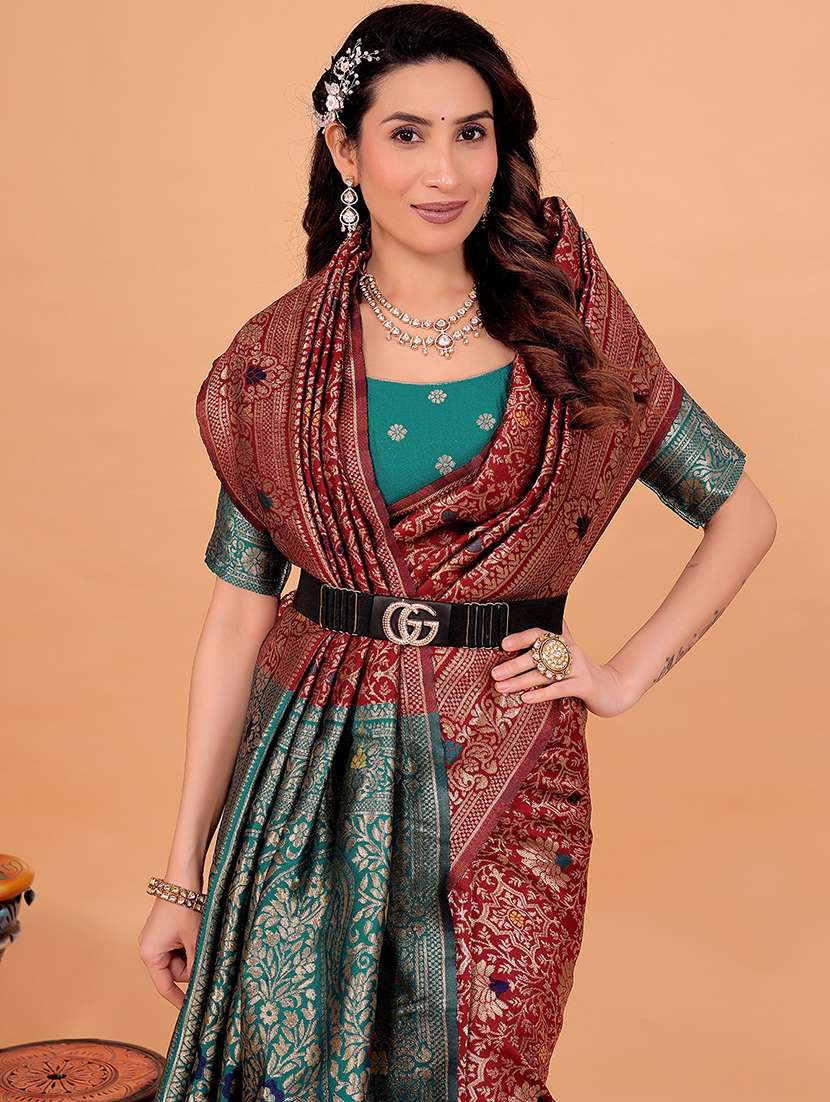 women self design banarasi saree with blouse - 22007181 -  Standard Image - 3