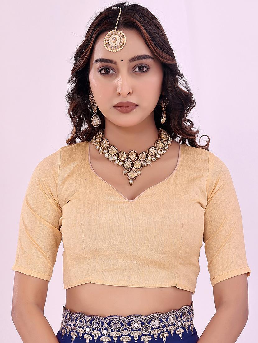 women solid with work embroidered saree with blouse - 22007206 - Standard Image - 3