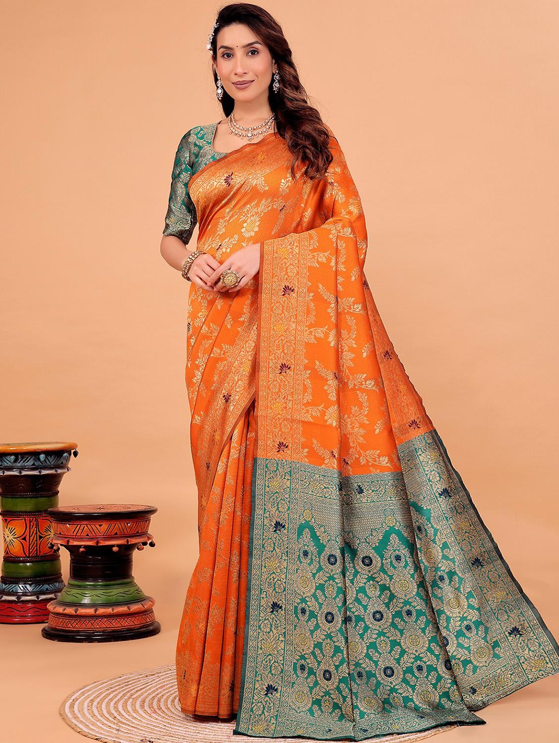 women self design banarasi saree with blouse