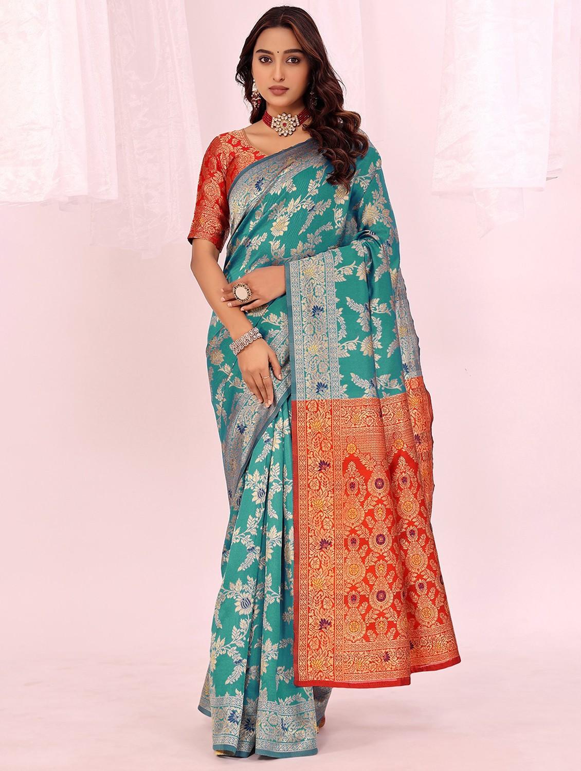 women self design banarasi saree with blouse