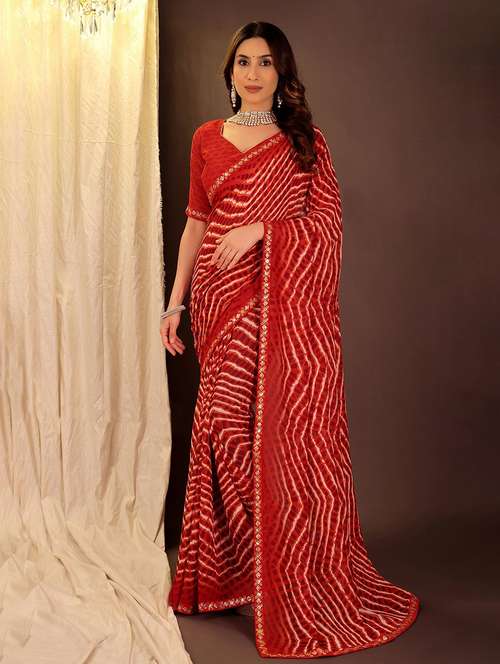 women leheriya printed saree with blouse - 22007247 -  Standard Image - 0