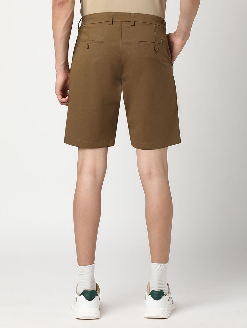 men solid mid rise regular fit shorts - 22007691 - Standard Image - 3