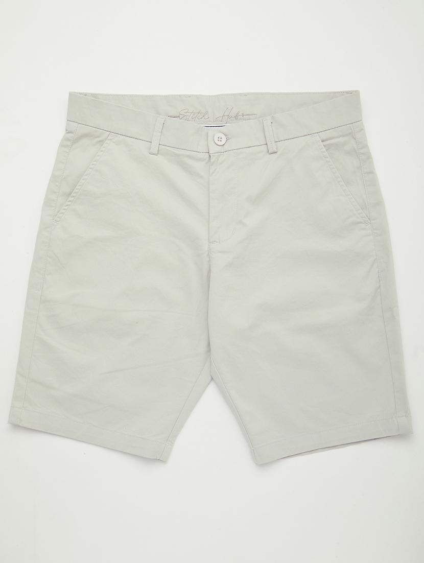 grey cotton s men solid mid rise regular fit shorts - 22007696 - Standard Image - 5