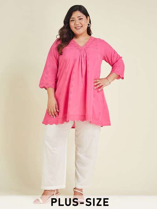 women plus size three quarter sleeve a-line tunic - 22007706 - Standard Image - 0