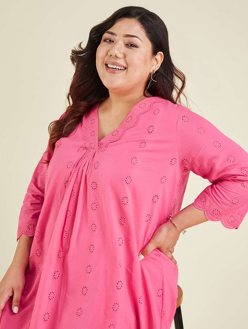 women plus size three quarter sleeve a-line tunic - 22007706 - Standard Image - 5