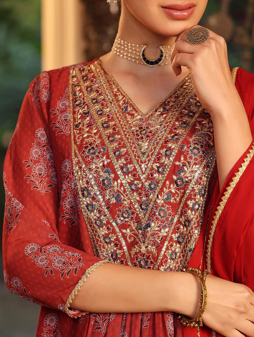 women embroidered three quarter sleeve kurta pant with dupatta set - 22007710 - Standard Image - 5