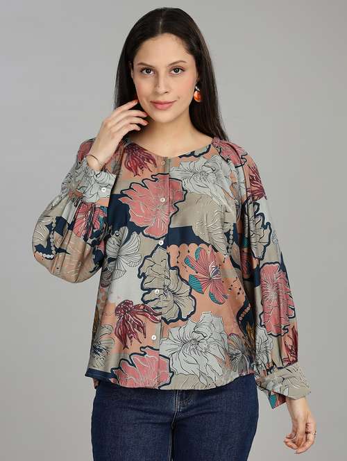 women floral printed raglan sleeve ethnic top - 22007733 -  Standard Image - 0