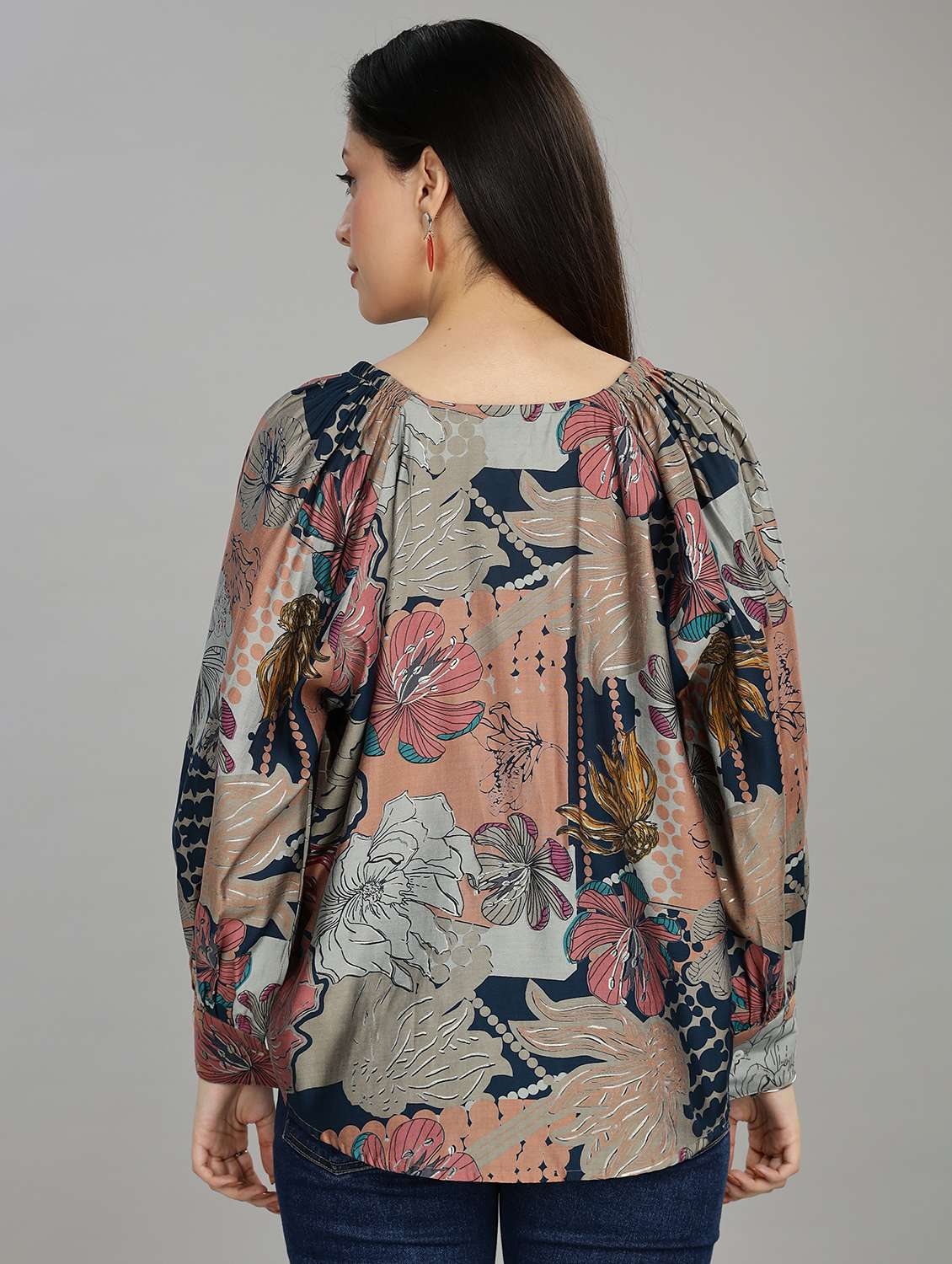 women floral printed raglan sleeve ethnic top - 22007733 -  Standard Image - 3