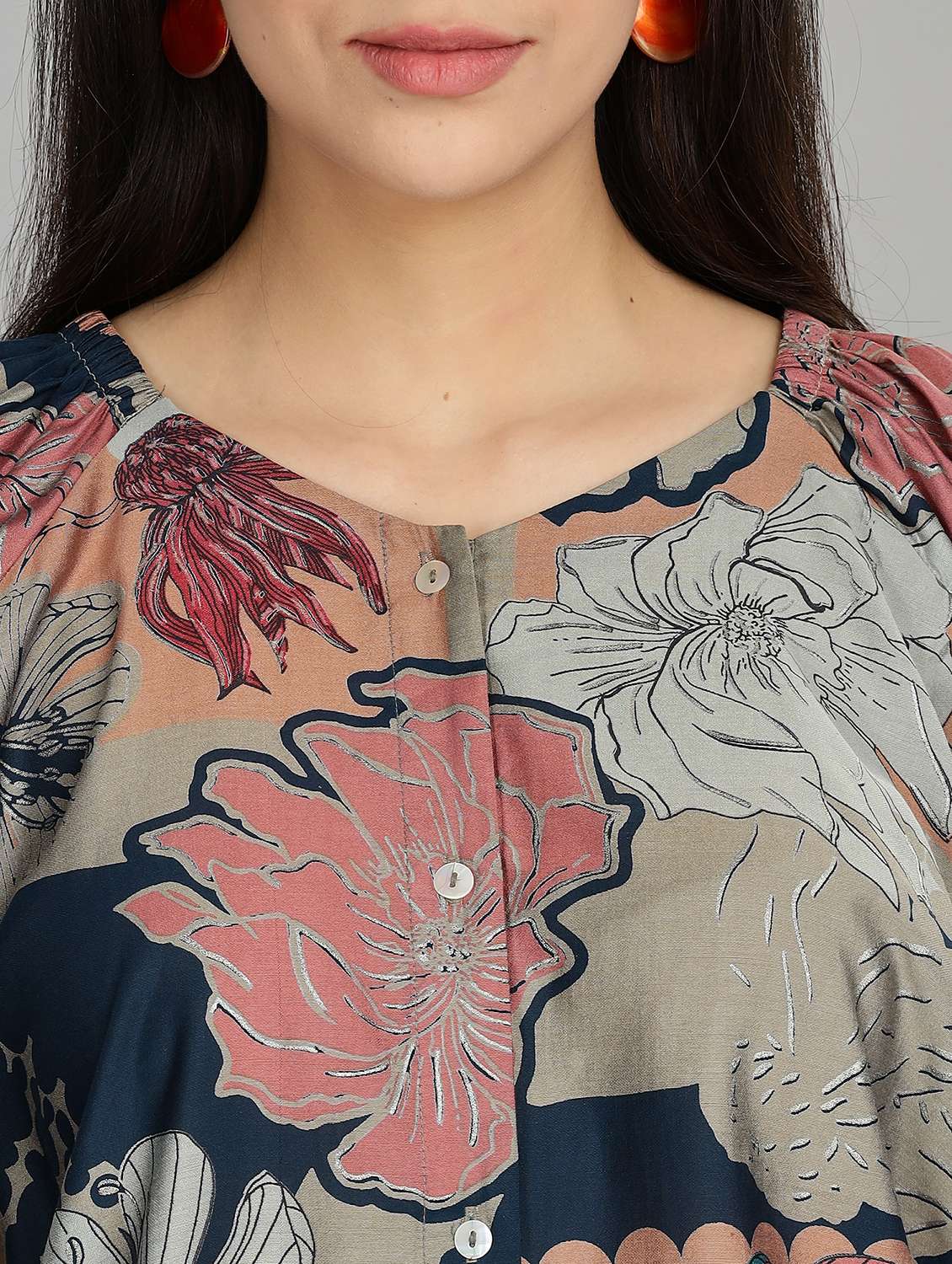 women floral printed raglan sleeve ethnic top - 22007733 -  Standard Image - 5