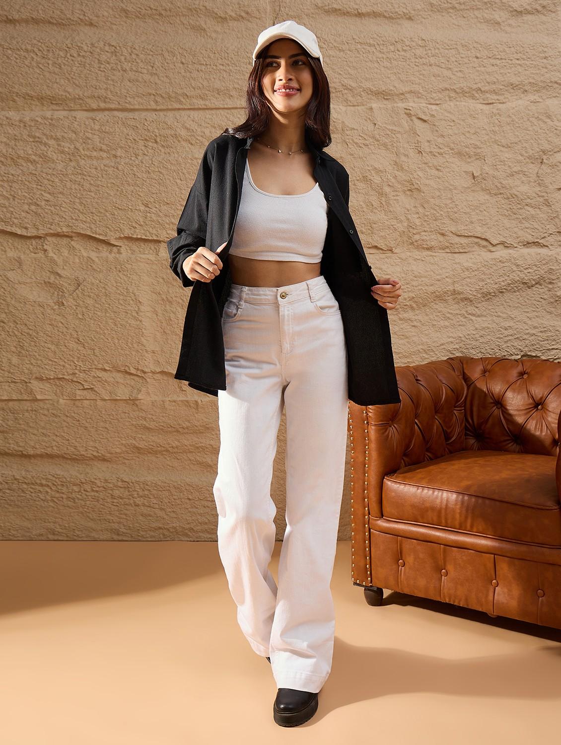 women solid collared long sleeve oversized shirt - 22007738 - Standard Image - 5
