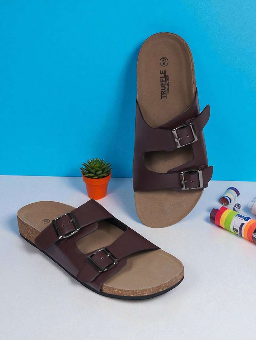men brown slip on sandal - 22007765 -  Zoom Image - 0