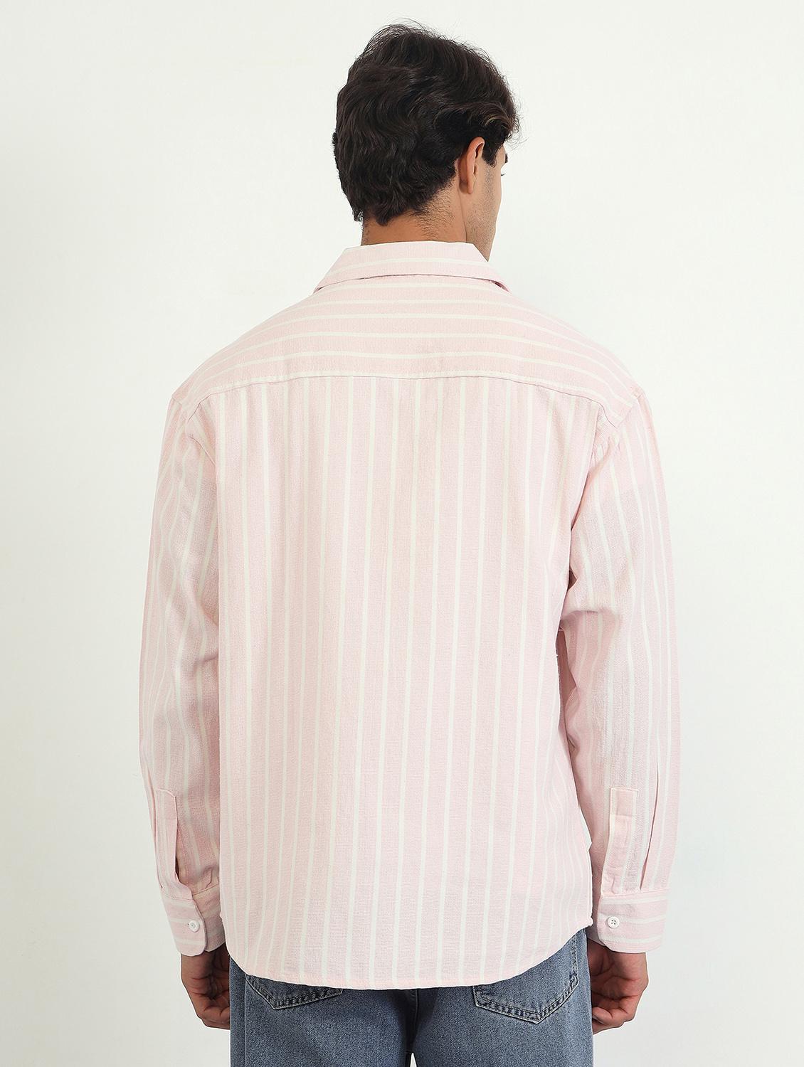 men striped long sleeve oversized casual shirt - 22007772 - Standard Image - 3