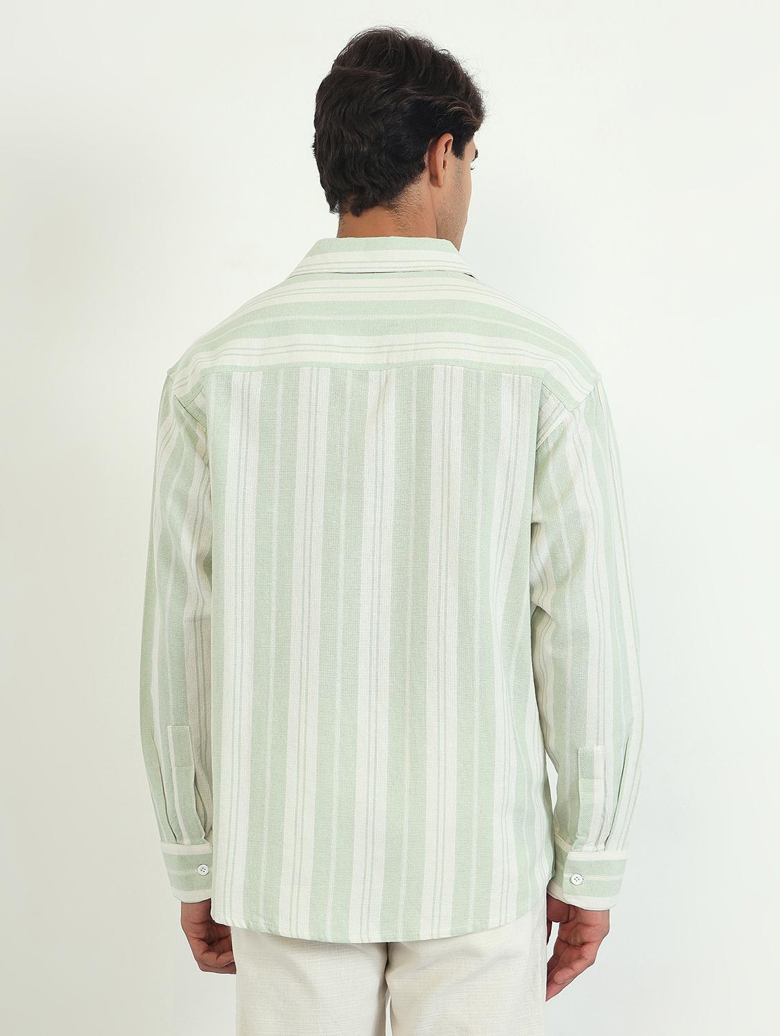 men striped long sleeve oversized casual shirt - 22007773 - Standard Image - 3