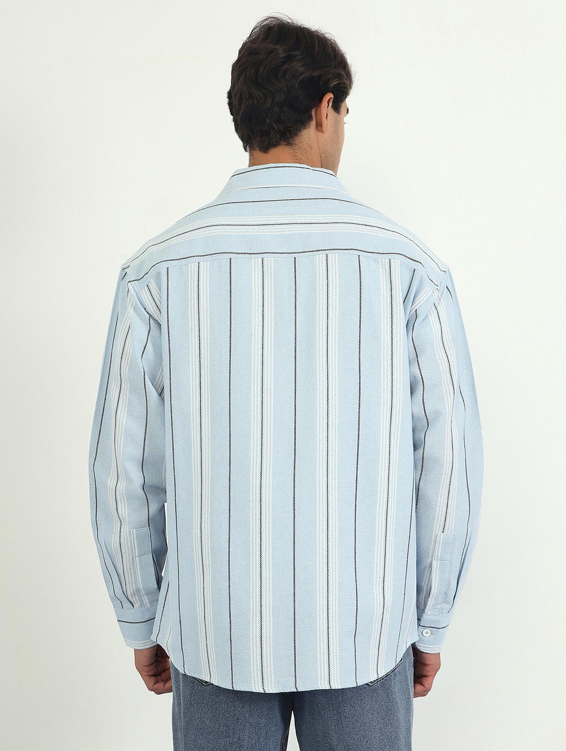 men striped long sleeve oversized casual shirt - 22007774 - Standard Image - 3