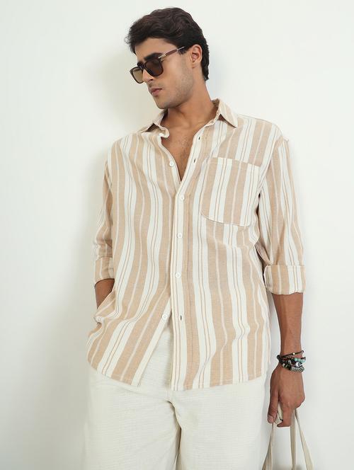 men striped long sleeve oversized casual shirt - 22007775 - Standard Image - 0