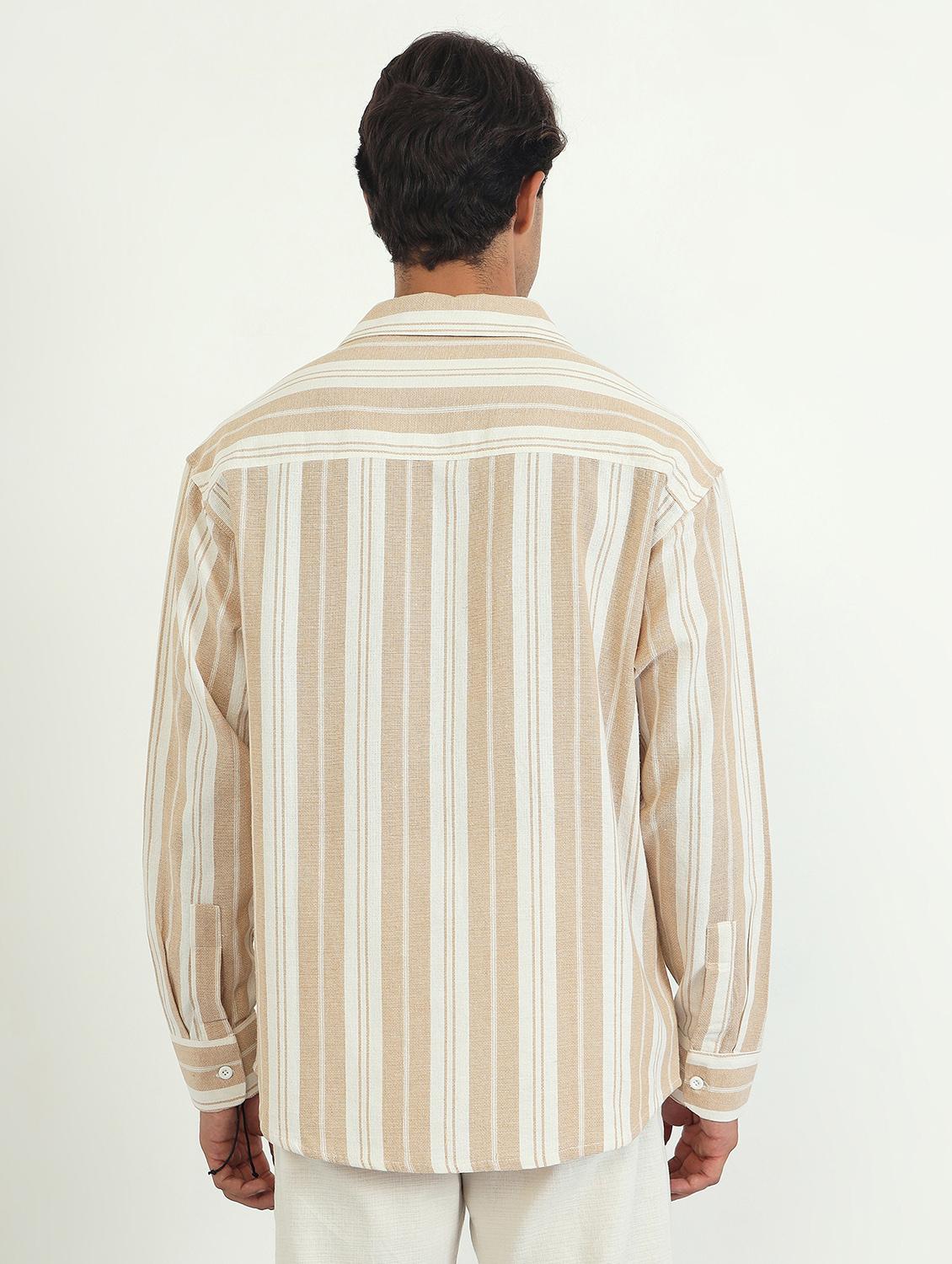 men striped long sleeve oversized casual shirt - 22007775 - Standard Image - 3