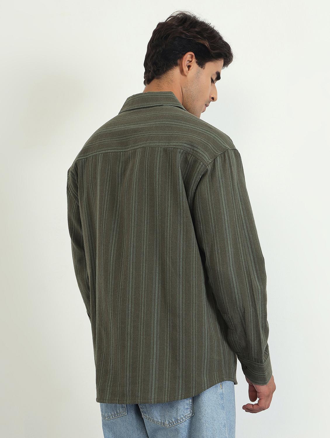 men striped long sleeve oversized casual shirt - 22007776 - Standard Image - 3