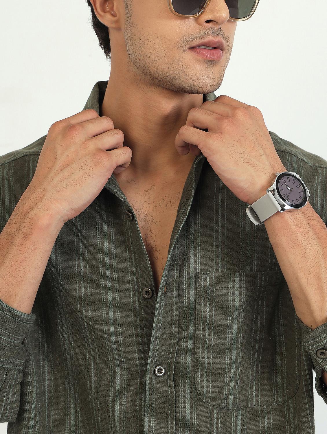 men striped long sleeve oversized casual shirt - 22007776 - Standard Image - 5